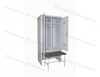 Шкаф металлический для одежды ШГС/600 СК - шкаф с выдвижной скамьёй фото