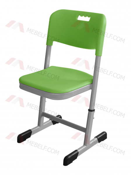 Школьный стул ШС61 на плоскоовальной трубе и на полозьях, антивандальный, зеленый
